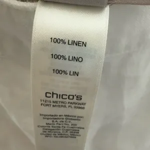 CHICO'S Women's 2 US 12 100% Linen Wide Leg Pull On Pants White Pockets Beachy thumbnail 12