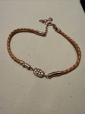Kendra Scott Tan Braided Leather Cruz Bracelet with Rose Gold Druzy thumbnail 2