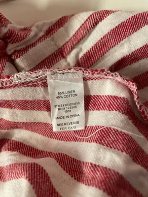 Heart & Hips Linen-Cotton Blend Red Cream Striped High Waist Shorts Size S thumbnail 4