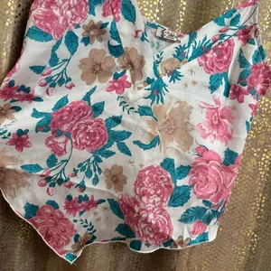 Free People Pink Purple Green Floral Silky V Hem Camisole XS NWOT thumbnail 4