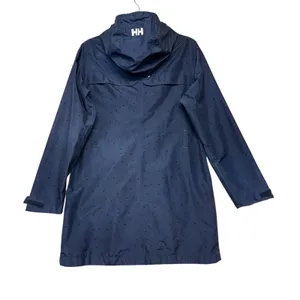 Helly Hansen Womens Navy Blue Polka Dot Hooded‎ Rain Jacket Coat Sz Medium thumbnail 6