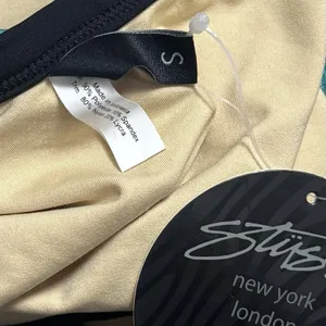 Stüssy NEW RARE Green‎ Black Bow Open Back One Piece Swimsuit Vacation Beach S thumbnail 10
