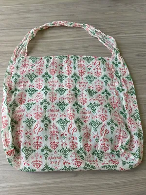 Free People Cream Cotton Tote with Green & Red Botanical Print thumbnail 2