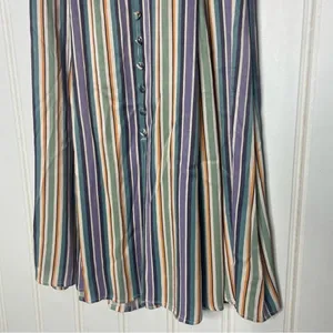 Maeve Anthropologie Freya Satin Multi Stripe Button Front Midi Skirt Xs/0 349 thumbnail 9
