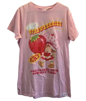 Strawberry shortcake pink cotton nightgown medium sleepwear lounge thumbnail 1