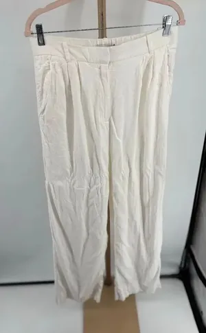 Abercrombie & Fitch White Wide Leg Linen Blend Pants Size 10 thumbnail 1