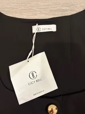 Cicy Bell Button Down Business Top Black thumbnail 4