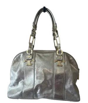 Tory Burch Nico Metallic East West Tote Silver‎ Distressed Leather thumbnail 1