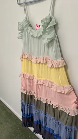 Ces Femme Multicolor Tiered Maxi Dress Size L NWT thumbnail 6