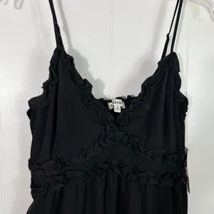 Inspired Hearts Black Ruffle Trim Fit & Flare Mini Tank Dress Medium M NWT thumbnail 2