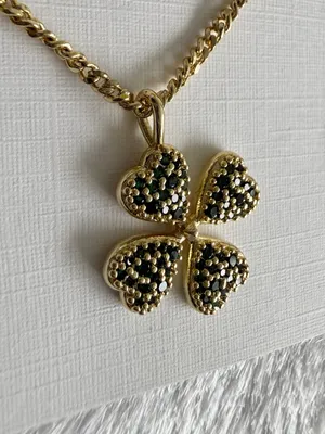 💫🍀 Kendra Scott Clover Gold Short Pendant Necklace Green thumbnail 2