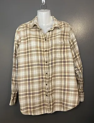 Gap Big Shirt Flannel Shirt Women's Small Yellow Plaid Button Front Casual y2k thumbnail 1