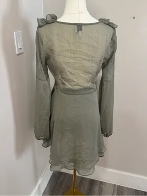 Princess‎ Polly Sage Green Ruffle Mini Dress Size 4 thumbnail 3