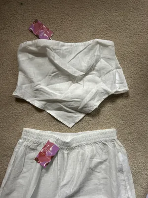 Cupshe cover up set white linen thumbnail 2