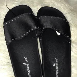 Montego Bay satin finish stud black and silver slides size 10 thumbnail 4