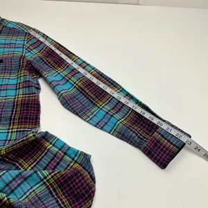 Soft Surroundings‎ Blue Plaid Highlands Flannel Button Shirt Womens Size Medium thumbnail 8