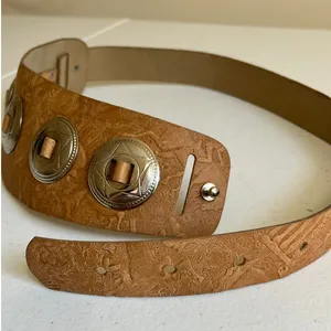 Vintage Embossed Faux Leather Wide Concho Belt Western Boho 28–32 Cowgirl Edgy thumbnail 4