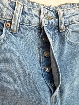 H&M Pale Blue Straight Leg button fly Jeans thumbnail 3