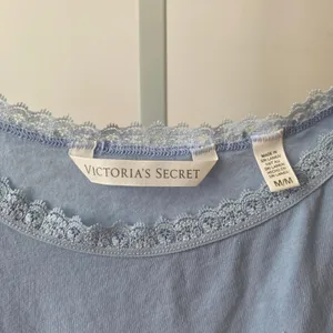 Victoria's Secret M Blue Camisole Lace‎ Trim Cotton Stretch Tank Top Pajamas thumbnail 4