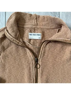 Free People We The Free Indie Cotton Midnight Half Zip Cropped Sweater size xs thumbnail 7