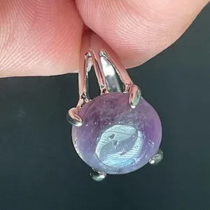 Round purple amethyst S925 silver ring size 7.5 thumbnail 2