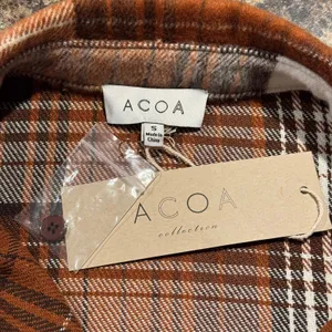 NWT ACOA Shacket Wool Flannel Oversize Y2K Boyfriend Western Button Plaid Small thumbnail 3