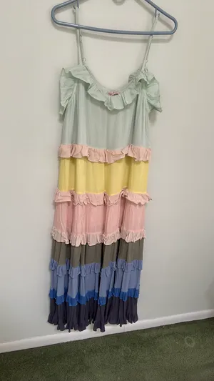 Ces Femme Multicolor Tiered Maxi Dress Size L NWT thumbnail 7