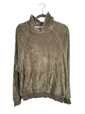 Fear of‎ God Essentials Velour Hoodie Womens M Taupe Brown Oversized Pullover thumbnail 3