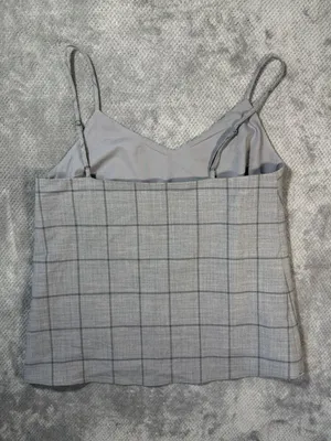 Banana Republic Women’s S Gray Windowpane Plaid Wool Blend Cami Tank Top Busines thumbnail 9