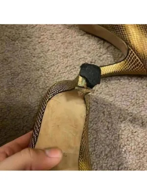 Vintage Escada Gold Metallic Snakeskin High Heel Shoes thumbnail 7