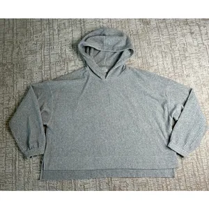 Aerie: Gray Soft Ribbed Hoodie thumbnail 3