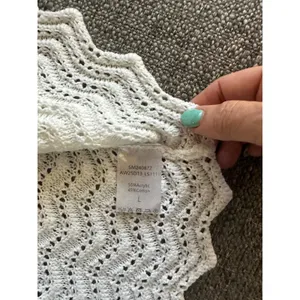 Lillusory White Crochet Knit Tie Front Sleeveless Top Chevron Pointelle Large thumbnail 6