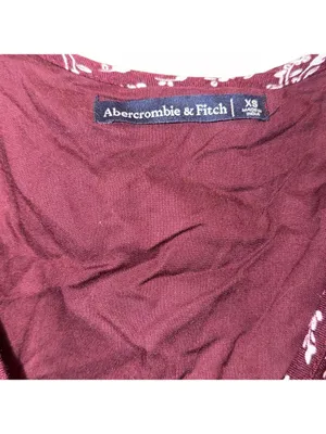 Abercrombie & Fitch Burgundy Floral Ruffle Hem Midi Dress thumbnail 6