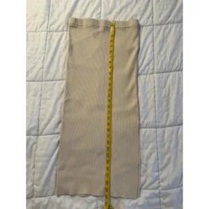 House of Harlow Beige Ribbed Skirt Stretchy Women's Medium Slit Midi thumbnail 4