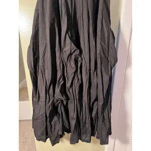 Vintage Luna Luz Womens Sz Large A-Line Maxi Skirt Black Pull On Gathered Cotton thumbnail 3