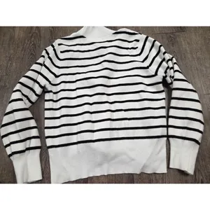 CYRUS Super Soft The Striped Cardigan Breton Stripe Black Ivory Sweater Large thumbnail 6