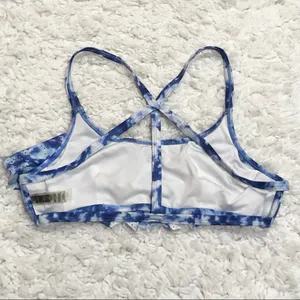 Pink Victoria’s Secret Tie‎ Dye Flounce Ruffle Strappy Bikini Top Blue White m thumbnail 2