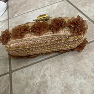 CEM NWT Beaded Evening Bag Purse Taupe Gold‎ Floral Embellished Clutch UNIQUE thumbnail 8