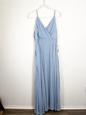 NWT Birdy Grey Kaia Dress Chiffon Dusty Blue Bridesmaid Size XL thumbnail 4