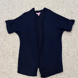 Lilly Pulitzer Navy Harbour Kimono Cardigan Dolman Open Front Wrap XS C26-015 thumbnail 2