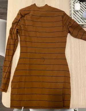 Brown stripped midi bohme dress thumbnail 2