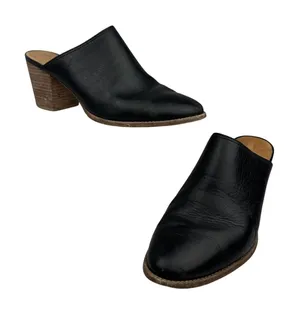 Madewell Womens The Harper Mule J8560 Size‎ 8.5 Black Leather Stacked Heel thumbnail 1