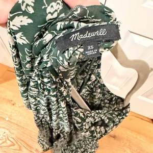 Madewell Green Floral Midi Dress | Size XS |‎ Long Sleeve thumbnail 10