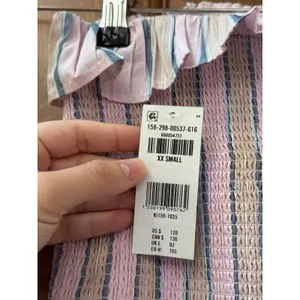 ABERCROMBIE & FITCH Sydney Smocked Strapless Midi Dress Purple Stripe Size XXS thumbnail 7