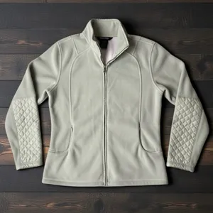 Barrage Collection Women's Fleece Jacket Quilted Arms Zip Up‎ Light Green Size M thumbnail 1