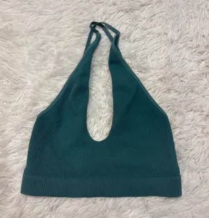 Free people intimately seamless Teal Ribbed Halter Cropped Tank Top thumbnail 1