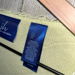 American Vintage Vintage Y2K J.H. Yellow Green Lace Ribbed‎ Button Cardigan Sweater Womens Large thumbnail 4