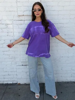 Vtg 90s oversized Purple tie-dye California Bay Company tee in XL #tiedye #california #hippie #indie thumbnail 2