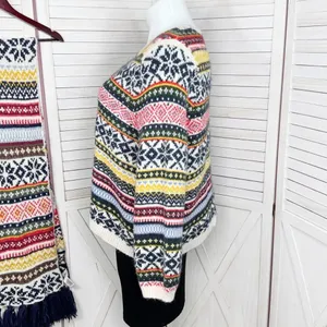 Old Navy Fair Isle Chunky Knit Sweater & Scarf White Multicolor‎ XXL thumbnail 4