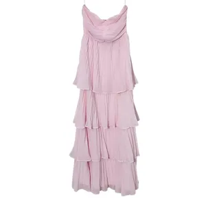Lulus Pink Tiered Strapless Maxi Dress NWT Size XS Pink Wedding Guest Dress thumbnail 2